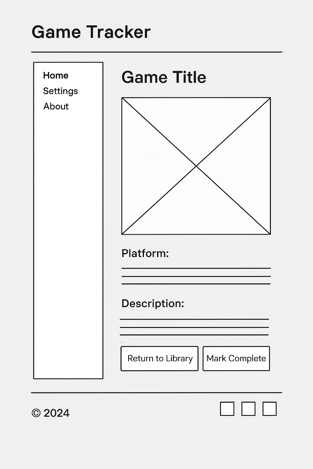 Game Details Page Wireframe