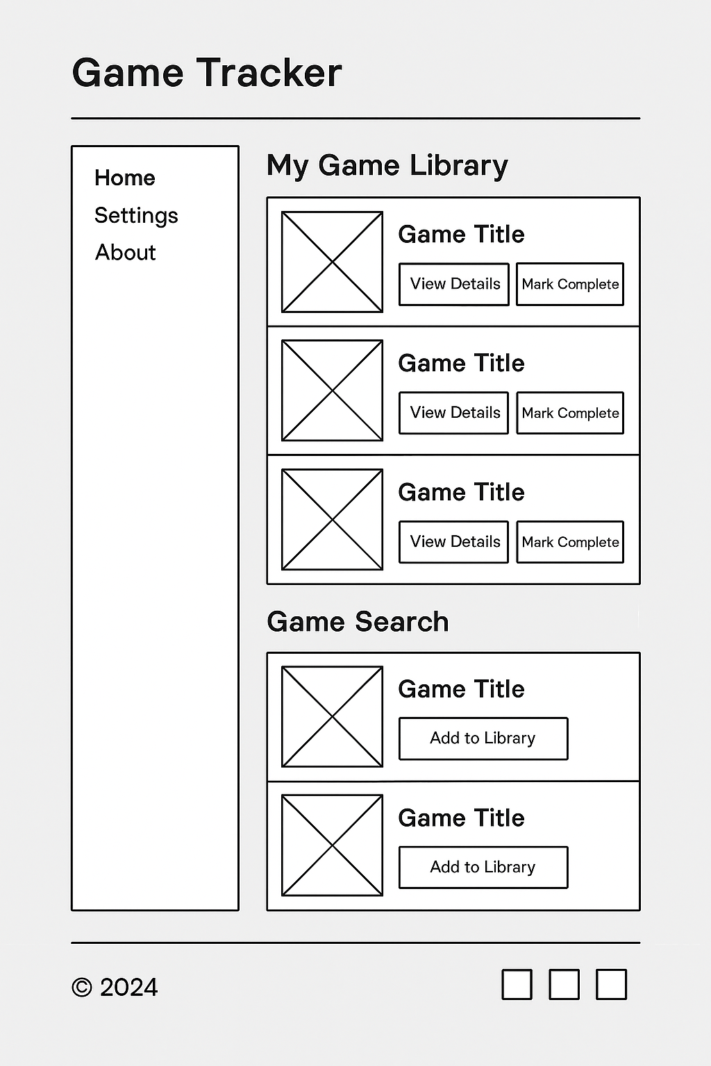 Home Page Wireframe